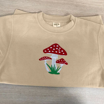 Embroidered Mushroom Hoodie, Magic Mushroom Embroidery Crewneck Jumper, Botanical Plant Nature Lover Shroom Womens Top, Frog Unisex Sweater