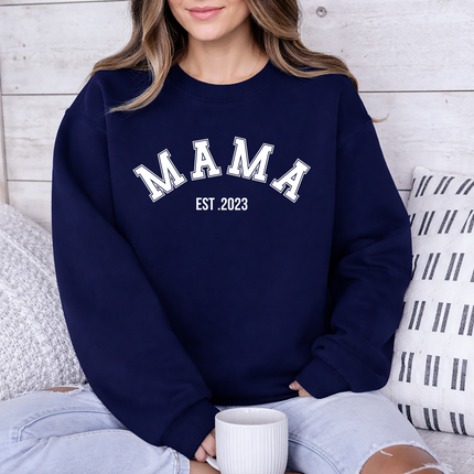 Comfort Colors Mama Crewneck Sweatshirt, Custom Date Mama Printed Womens Jumper, XS-4XL Sizes Comfy Pullover Mom Sweater, Mothers Day Gift