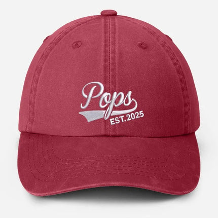 Custom Pop Embroidered Hat, Personalized Est. Year Baseball Cap, Vintage Grandpa Hat
