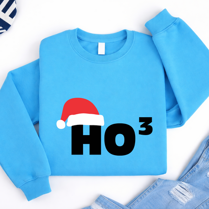 Christmas Santa Hat Printed Sweatshirt, Ho Ho Ho3 Crewneck Xmas Sweatshirt, Christmas Family Matching Jumper, Xmas Party Funny Ho3 Outfits