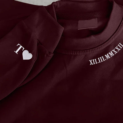 Personalised Roman Numeral Sweater, Wedding One Year Anniversary Date Wifey Jumper, Embroidered Crewneck Sweatshirt, 7th Anniversary Gifts