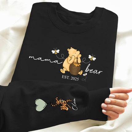 Personalised Mama Bear Sweatshirt with Kids Names, Custom Mama Printed Crewneck