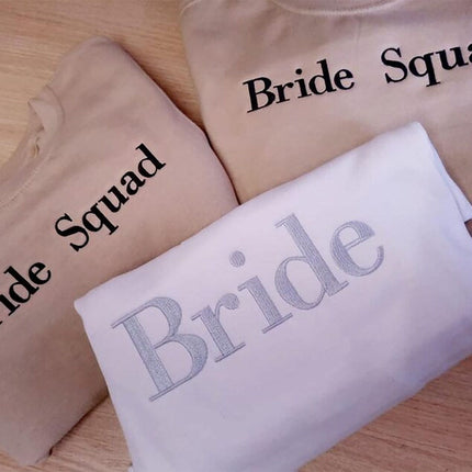 Bride Tribe Embroidered Sweater, Personalised Wife Jumper, Maid of Honour Team Bride Wedding Hen Party Couple Matching Gift idea Sweatshirt