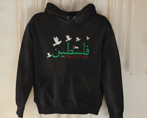 Palestine Arabic Hoodie, Palestine Flag Printed Hoody, Palestine Protest Arabic Sweater, Palestine Human Rights Coordinates Hoodie
