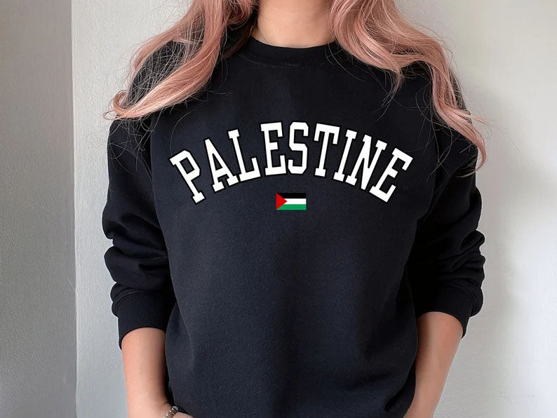 Palestine Sweater, Palestine Flag Printed Crewneck Sweatshirt, Support Palestine Freedom Gaza Protest Top, Palestinian Shirt, Comfy Jumper