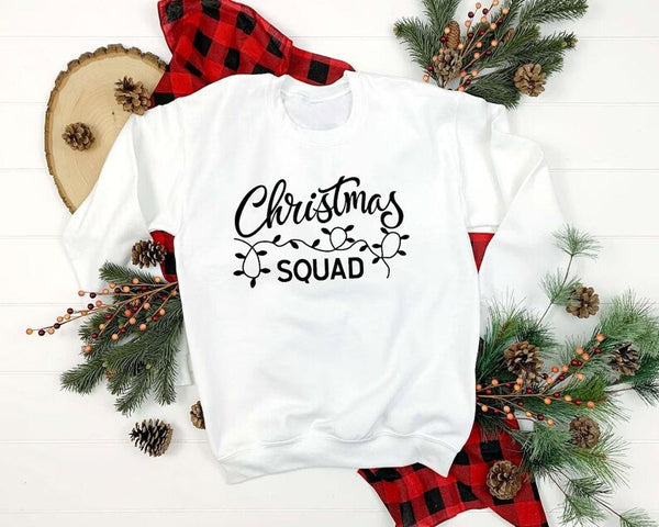 Christmas Squad Matching Sweatshirt, Family Christmas Printed Sweater, Christmas Tribe Matching Sweatshirt, Christmas Evening Friends Outfit