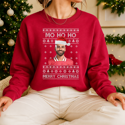 Mo Ho Ho Merry Christmas Sweatshirt, Mo Salah Red Ugly Christmas Jumper