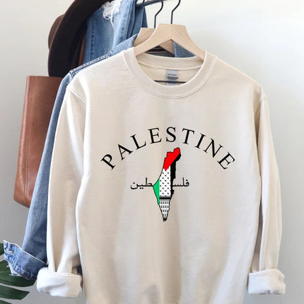 Palestine Sweatshirt, Free Palestine Flag Printed Sweater, Support Save Gaza Protest Save Palestine Clothing, Human Rights Freedom Jumper