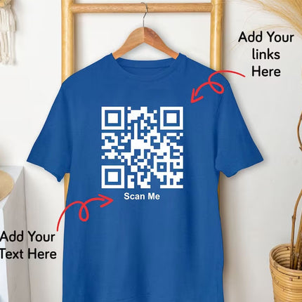 Custom QR Code Scan T-Shirt, Your Text And URL Link Printed Graphic Tees, Comfort Colors Unisex Top, Social Media QR Code Marketing Shirt