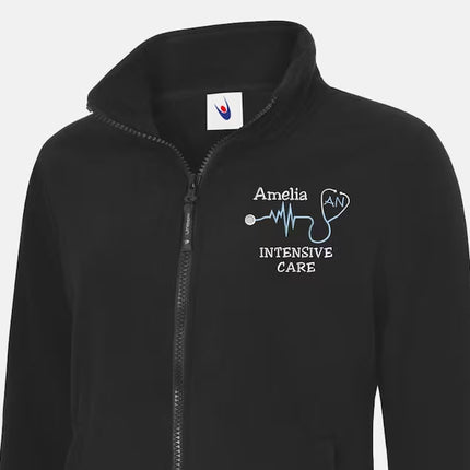 Personalised Embroidered Nurse Fleece Jacket, Custom Name Monogrammed Womens Full Zip Jacket, Thank You Doctor Nurse, Medical Student Gifts
