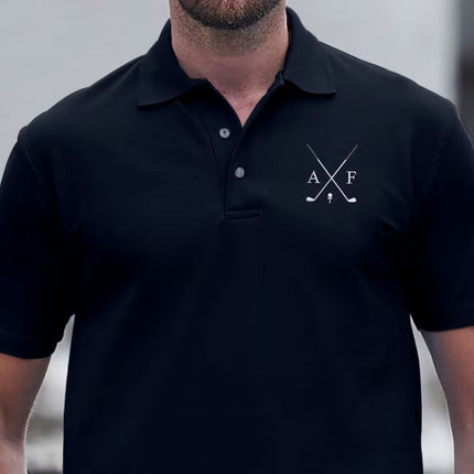 Customised Mens Polo Shirt, Golf Embroidery Polo Tee Shirt, Personalised Initials Monogrammed Matching Tshirt, Golfer Lover Gift for Husband