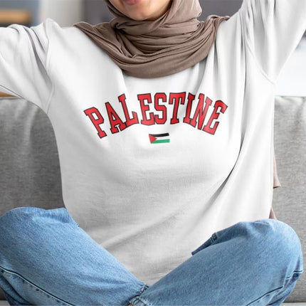Palestine Crewneck Sweatshirt, Palestine Flag Printed Sweater, Support Palestine Freedom Gaza Protest Top, Palestinian Shirt, Comfy Jumper
