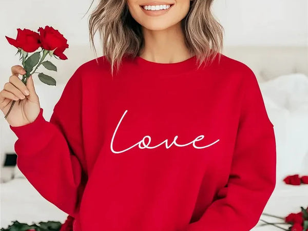 Valentine Love Sweatshirt, Love Printed Sweater for women, Couple Matching Valentines Day Jumper, Memorial Valentine Day Gift for Girlfriend