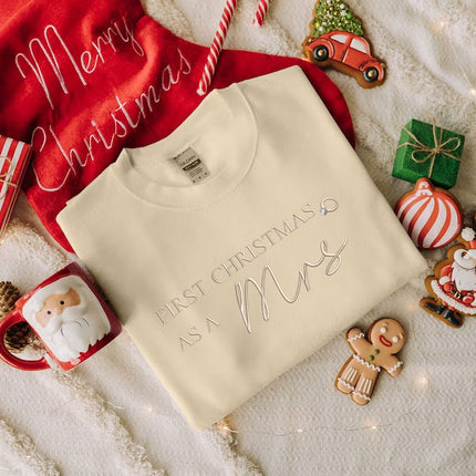 First Christmas Married Sweater, Our First Xmas Embroidered Mr and Mrs Jumper, Hen Do Wedding Party Mrs Outfit, Xmas Eve Gift Idea for Wifey