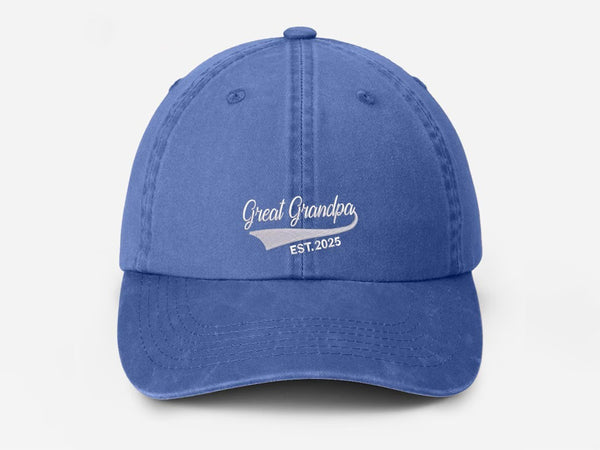 Personalised Great Grandpa Hat, Custom Embroidered Grandpa Hats, Vintage Baseball Caps, Grandpa Hats with Est Year, Gifts for New Grandpa
