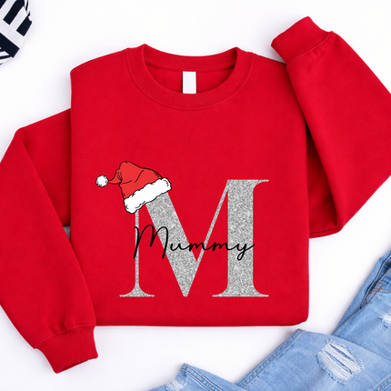Personalised Christmas Sweatshirt, Custom Name & Initial Xmas Sweatshirt, Family Matching Crewneck Jumper, Adults and Kids Christmas Tops