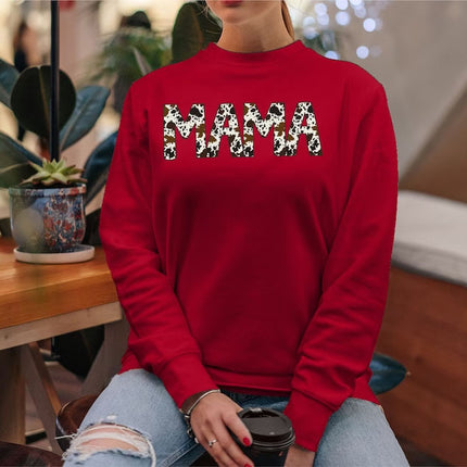 MAMA Sweatshirt, Buffalo Plaid Cow Print Word Mama Design Crewneck Jumper, Comfort Colors Women Sweatshirt, Mothers Day Gift,