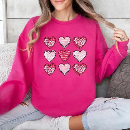 Valentines Day Women Sweatshirt, Valentine Candy Heart Jumper, I Lover You Sweatshirt, Heart Printed Top for Teacher, Valentine Gift for Her