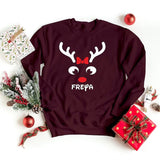 Christmas Reindeer Horns Matching Sweater, Personalised Name Printed Sweatshirt, Custom Family Matching Jumper, Christmas Holiday Outfits