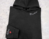 Embroidered Mama Hoodie, Custom Collar and Sleeve Embroidered Hoodie, Gifts for Grandmother Mum Jumper, Mother’s Day Gift Initials Hoodie