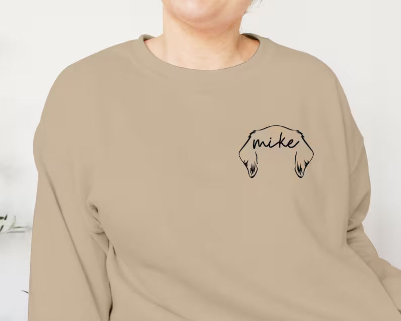 Dog Ears Personalised Outline Hoodie, Custom Pet Sketch Printed Matching Sweatshirt, Pet Remembrance Gift Dog Owner Jumper, CraftsbyYasmin