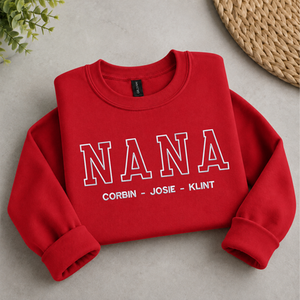 Embroidered Nana Sweatshirt, Custom Kids Name Matching Sweater, Personalised Name Crewneck Jumper, Grandma Sweatshirt, Nana Birthday Gifts