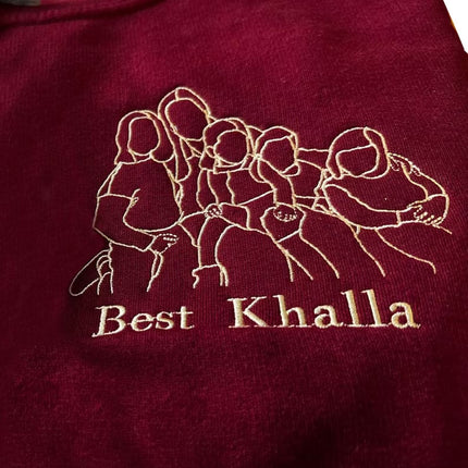 Custom Photo Embroidered Hoodie, Personalised Family Matching Sketch from Photo Unisex Jumper, 1st Anniversary Special Date Initial Outfits