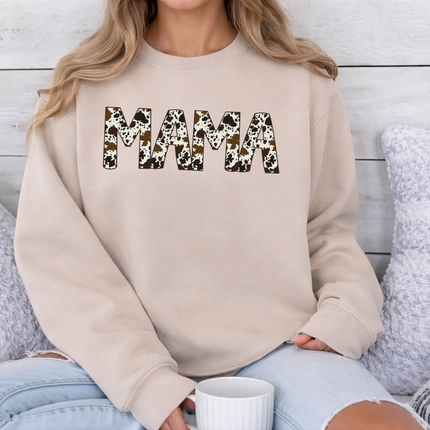 MAMA Sweatshirt, Buffalo Plaid Cow Print Word Mama Design Crewneck Jumper, Comfort Colors Women Sweatshirt, Mothers Day Gift,