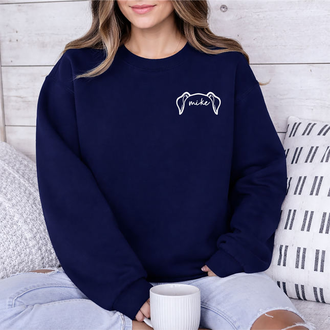 Dog Ears Personalised Outline Hoodie, Custom Pet Sketch Printed Matching Sweatshirt, Pet Remembrance Gift Dog Owner Jumper