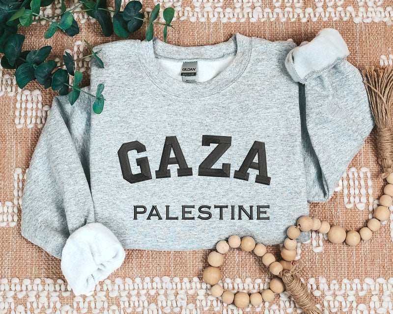 Gaza Palestine Sweater, Embroidered Gaza Palestine Sweatshirt, Support For Palestine, Freedom Gaza Protest Shirt, Adult Size Crewneck Jumper