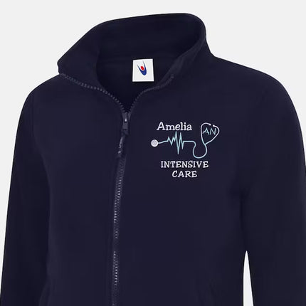 Personalised Embroidered Nurse Fleece Jacket, Custom Name Monogrammed Womens Full Zip Jacket, Thank You Doctor Nurse, Medical Student Gifts