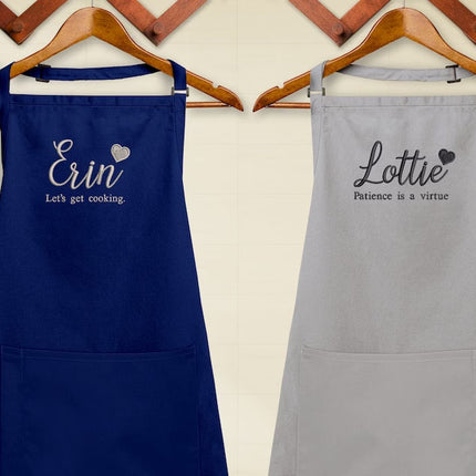 Personalised Cooking Chef Apron, Embroidered Custom Name Monogram Embroidered Apron With Pouch, Baking Aprons for Men Womens, Gift for Her