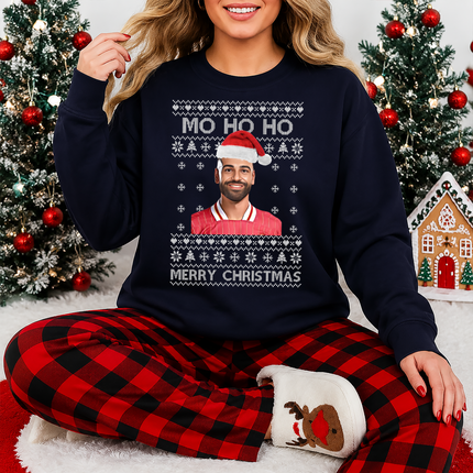 Mo Ho Ho Merry Christmas Sweatshirt, Mo Salah Red Ugly Christmas Jumper