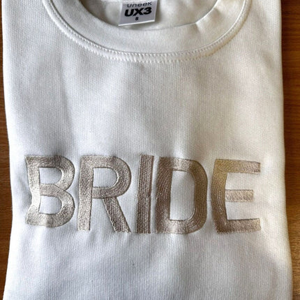 Bride Tribe Embroidered Sweater, Personalised Wife Jumper, Maid of Honour Team Bride Wedding Hen Party Couple Matching Gift idea Sweatshirt