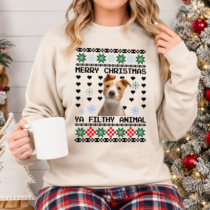 Personalised Photo Christmas Ugly Sweatshirt, Custom Dog Photo Xmas Printed Sweater