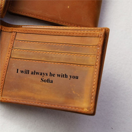 Personalised Portrait Leather Dad Wallet, Gift for Dad, Handwriting Engraved Wallet