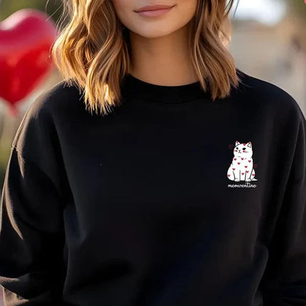 Cute Cat Valentine Sweatshirt, Cat Lover Meowentine Crewneck Sweater, Gifts for Her