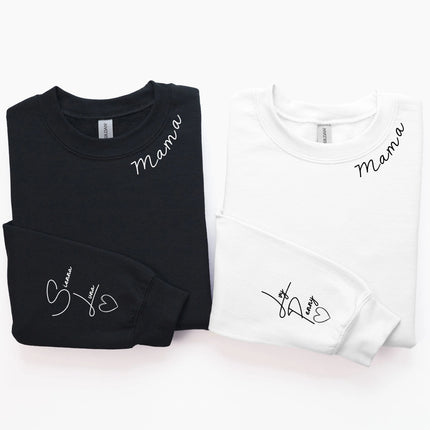 Personalised Mama Sweatshirt, Custom Kids Name On Sleeves Printed Jumper, Xmas Sweaters for Mum, Christmas Mom Birthday Gifts, Xmas Presents