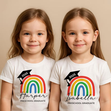 Personalised Kids Preschool Graduation T‑Shirts, Custom Name Nursery Leavers Tees, End of Term Gift, Child Graduation Tops, Gift from Parent