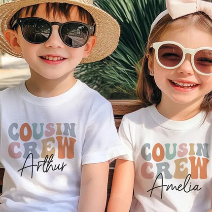 Personalised Cousin Crew Shirt, Groovy Kids Matching T-Shirt, Summer Sibling Tees