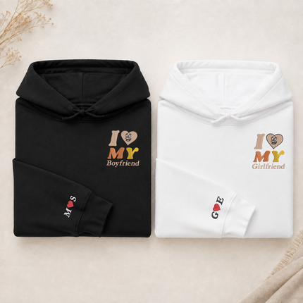 Embroidered I Love My Girlfriend Hoodies, Valentines Day Couple Matching Hoodie