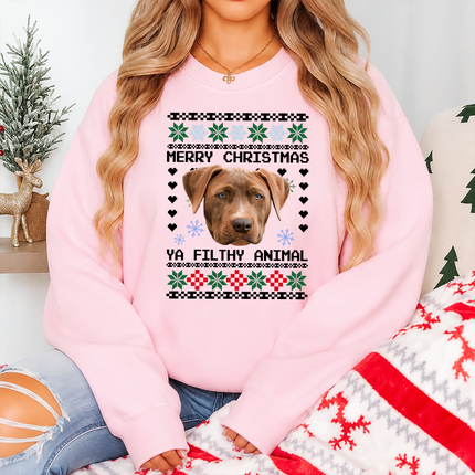 Personalised Photo Christmas Ugly Sweatshirt, Custom Dog Photo Xmas Printed Sweater