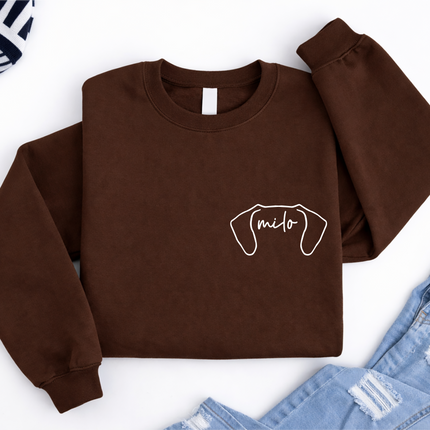 Dog Ears Personalised Outline Hoodie, Custom Pet Sketch Printed Matching Sweatshirt, Pet Remembrance Gift Dog Owner Jumper