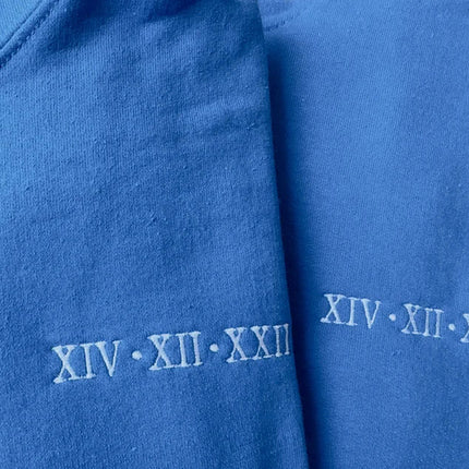 Personalised Roman Numeral Matching Hoodie, Embroidered Anniversary Couple Matching Jumper, Custom Initial Pullover Sweater, Gift for GF BF