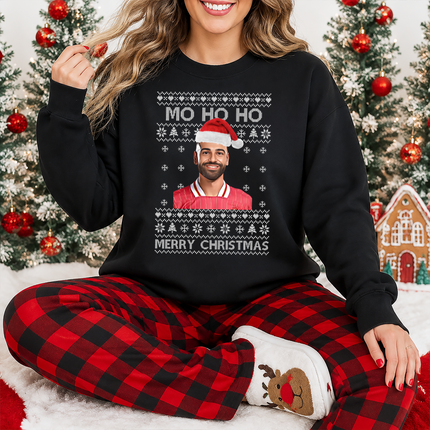 Mo Ho Ho Merry Christmas Sweatshirt, Mo Salah Red Ugly Christmas Jumper