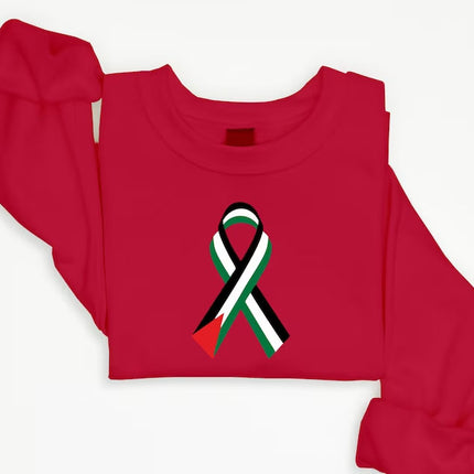 Freedom Palestine Sweatshirt, Palestine Flag Ribbon Sweater, Tribute To Palestine Muslims Jumper, Free Gaza Solidarity Protest Adult Shirts
