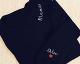 Embroidered Mama Crewneck Sweatshirt, Personalised Text Matching Mom Hoody, Custom Mum Jumper With Initial Heart, Mother Day Gift Womens Top