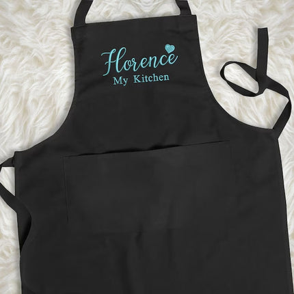 Personalised Cooking Chef Apron, Embroidered Custom Name Monogram Embroidered Apron With Pouch, Baking Aprons for Men Womens, Gift for Her
