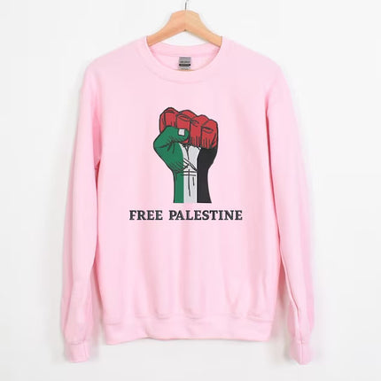Free Palestine Embroidered Sweatshirt, Solidarity Hand Support Palestine Protest Jumper, Save Gaza Palestine Clothing, Comfort Colors Shirt