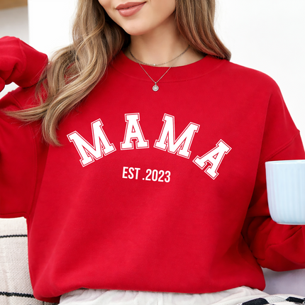Comfort Colors Mama Crewneck Sweatshirt, Custom Date Mama Printed Womens Jumper, XS-4XL Sizes Comfy Pullover Mom Sweater, Mothers Day Gift